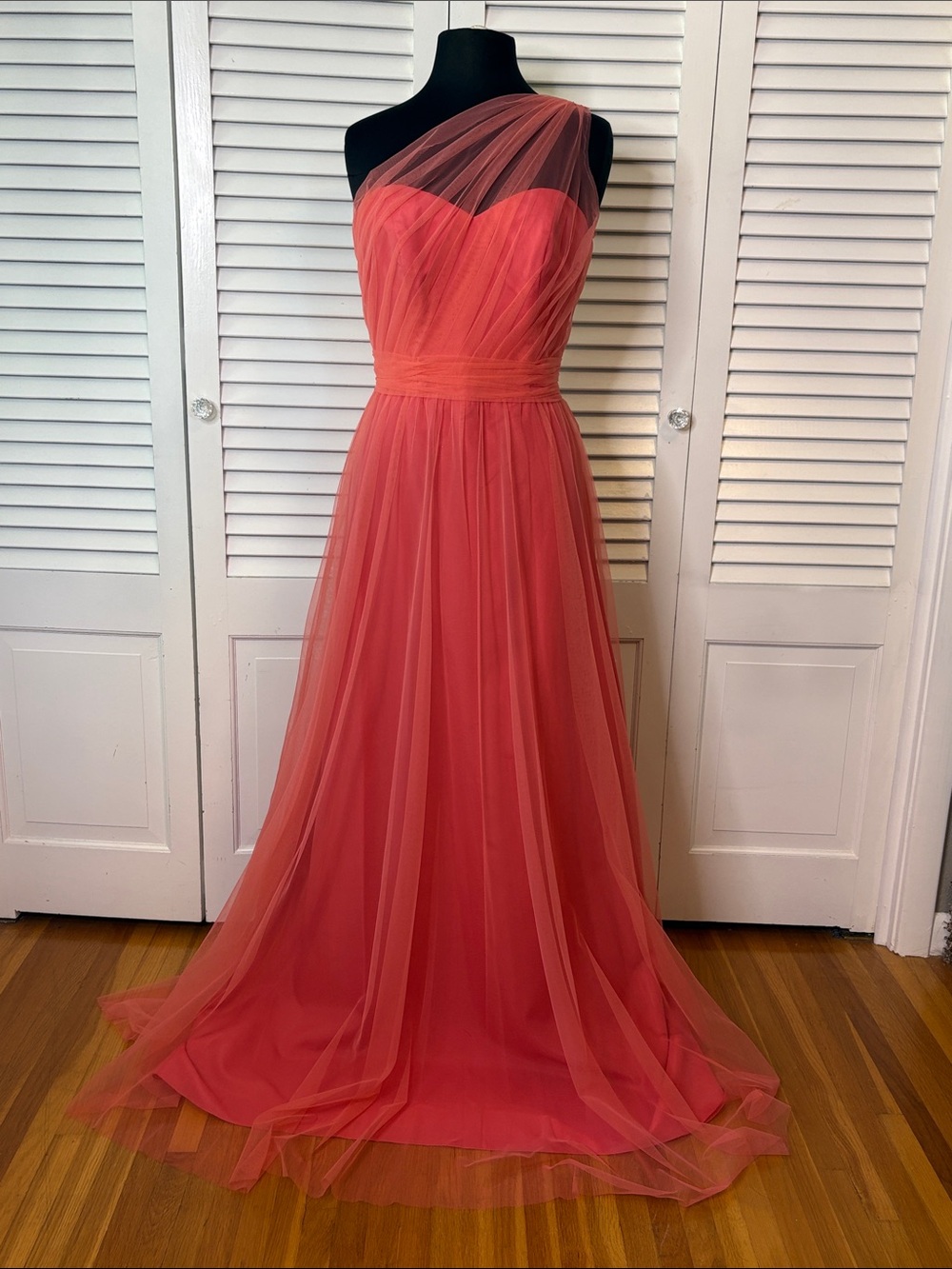 SORELLA VITA One-Shoulder Coral Tulle Gown